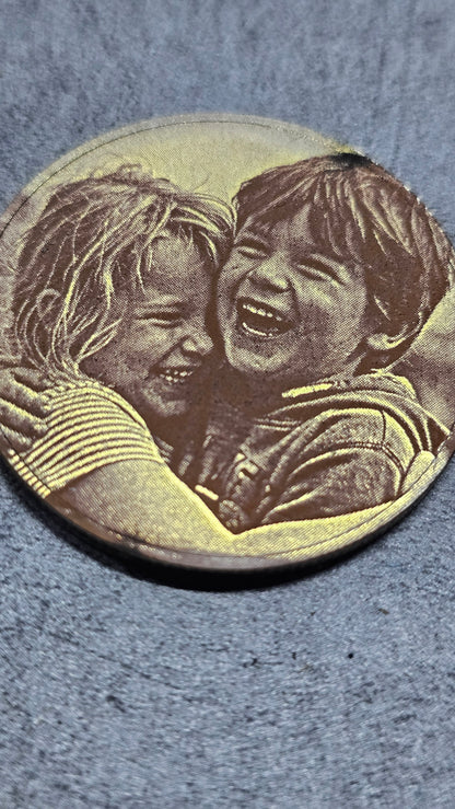 Personalized Handwriting Coin, Custom Photo Engraved Token, Memorial Keepsake Gift for Him, Pocket Hug Coin, Actual Handwriting Gift